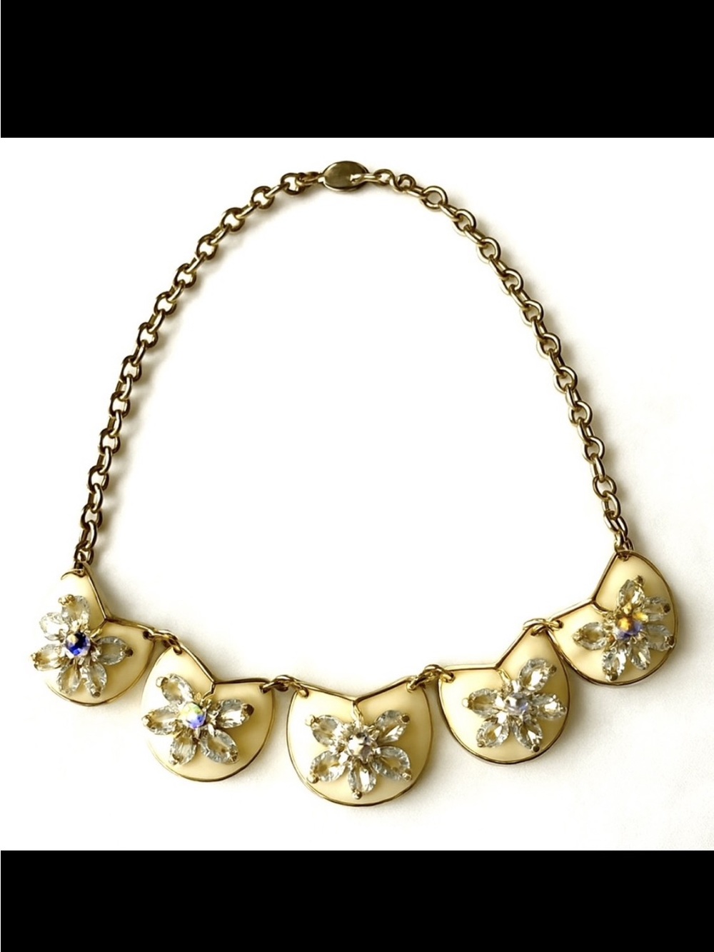 Vintage inspired necklace AB & gold tone floral Women’s costume jewelry